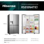 Frigorífico Americano Hisense No Frost Side by Side RS818N4TIE1 632L - Imagen 3